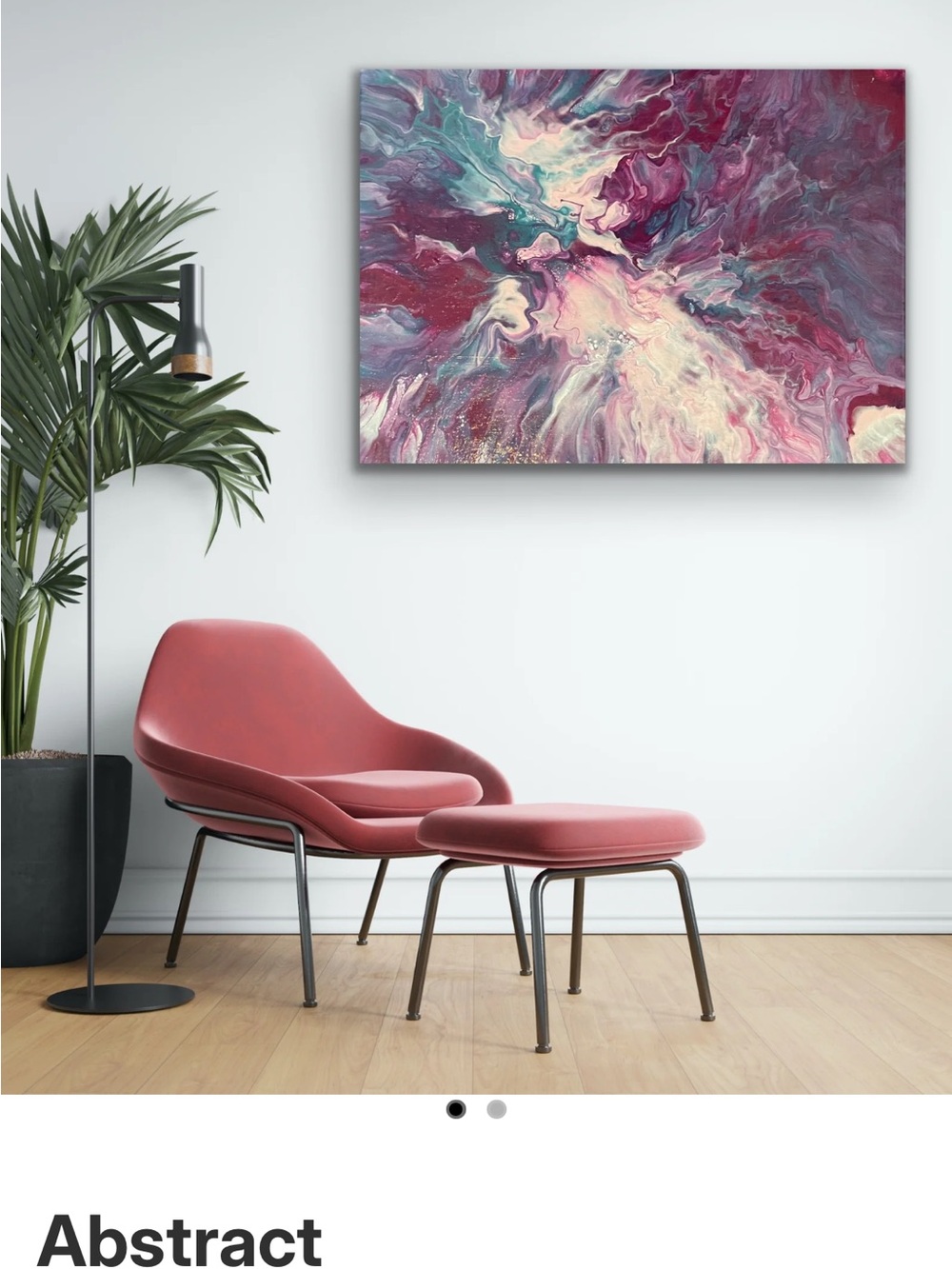 Marbled Fluid Art Canvas in Plum, Teal & Cream